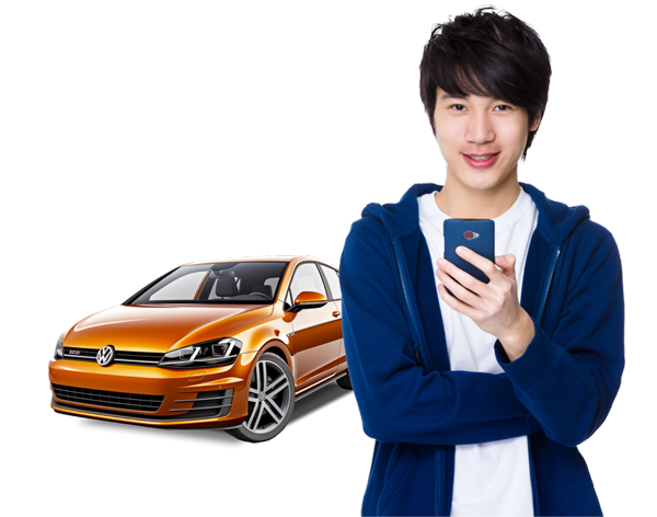 Smiling young Asian male driver using Zixty learner driver insurance